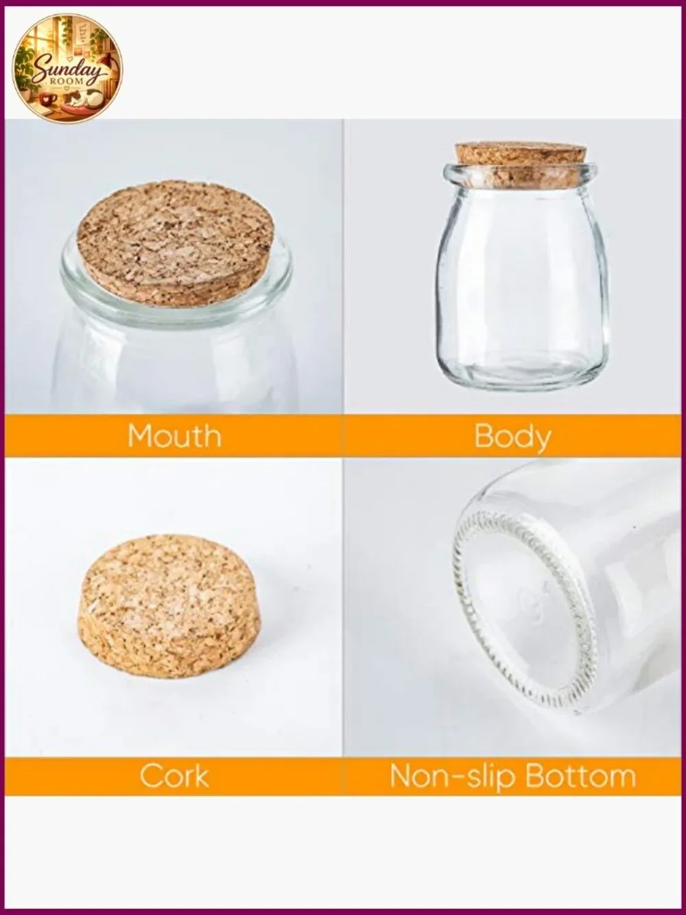 7 oz Glass Yogurt Jars 30 Pack with Cork Lids, Tags & String, Canning, Wedding